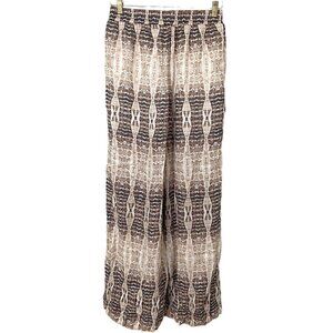 Haute Hippie Wide Leg Pants XS Gauze Snakeprint Beige Elastic Waist NWOT
